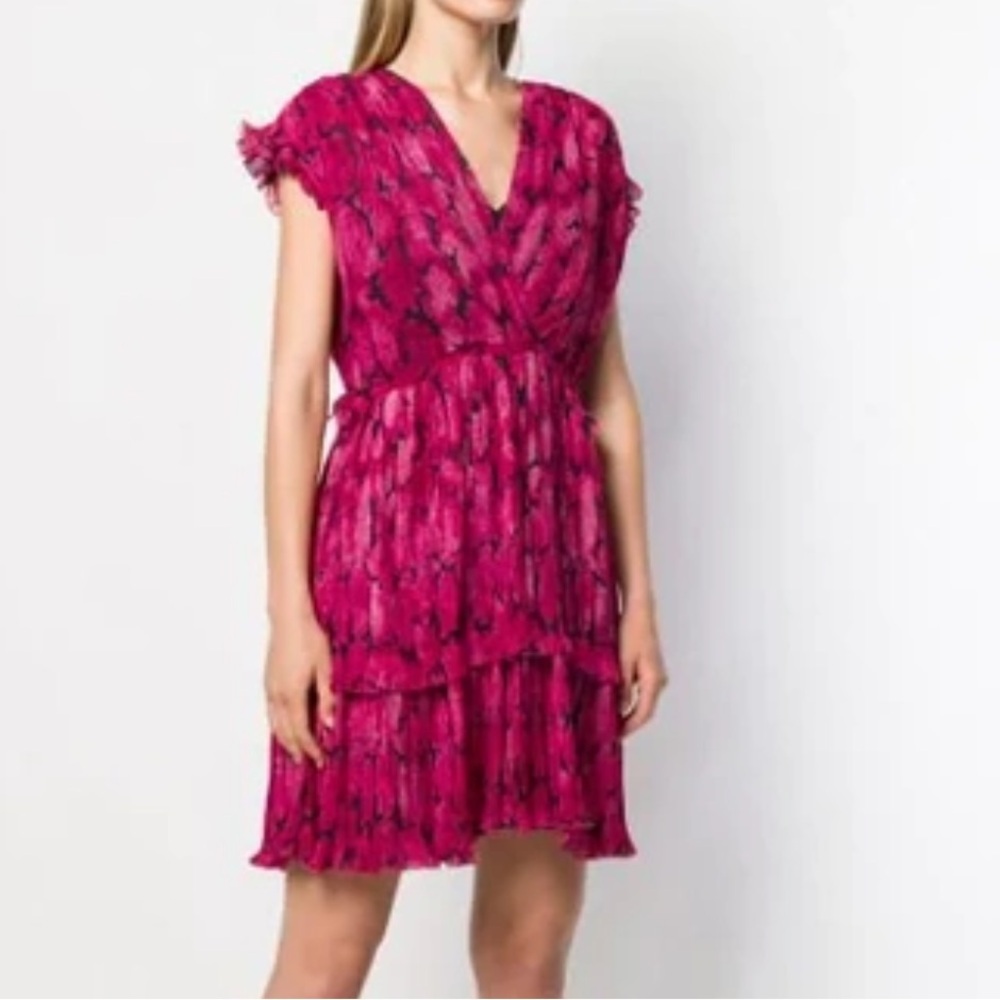 Kenzo Paris Peonie Crepe Tiered Flare Dress Size Medium - Picture 4 of 12